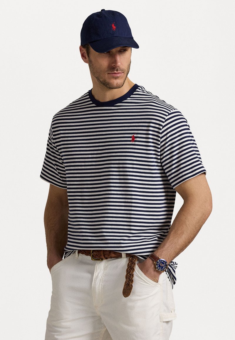 Polo Ralph Lauren Big & Tall STRIPED JERSEY T-SHIRT - Μπλουζάκι με στάμπα - deckwash white/newport navy