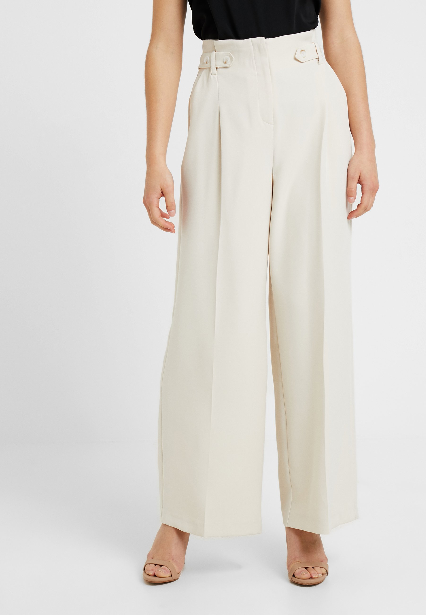 petite white high waisted trousers