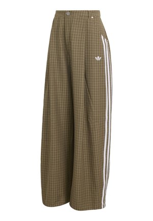 adidas Originals, CHECKS TROUSER LOOSE PANTS - Pantalones - olive strata   beige   aurora coffee