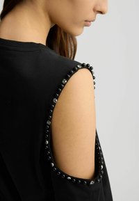 LIU JO WITH BEADS AND RHINESTONES - Triko s potiskem - black