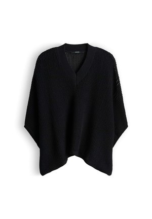 someday., RELAXED KNIT CAPE - Mantella - black
