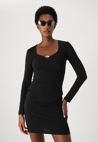 KARL LAGERFELD FAN DRESS - Džersio suknelė - black lurex
