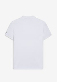 Camisa polo blanca de manga corta, con un cuello clásico y un pequeño logo en la manga izquierda. Fabricada en material de algodón texturizado.