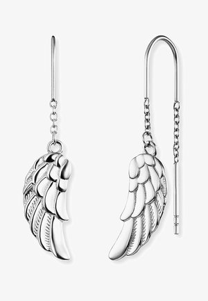 Sølvfarvede øreringe formet som vinger, med detaljerede fjerstrukturen og et krogdesign. Let og elegant, med en poleret finish.