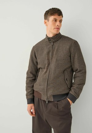 REGULAR FIT - DOGSTOOTH CHECK HARRINGTON - Ľahká bunda - brown