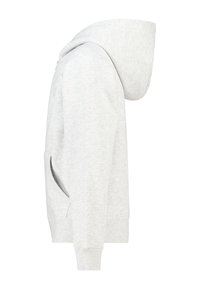 Sweat à capuche gris clair doté d'une grande capuche réglable, de manches longues et d'une poche kangourou. Confectionné en tissu doux et texturé.