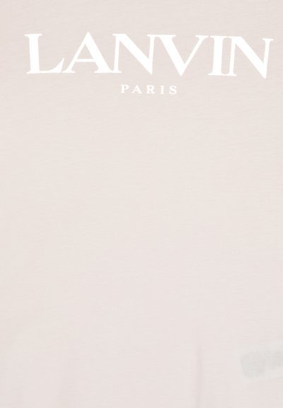 Světle béžové tričko s výrazným bílým potiskem "LANVIN" a "PARIS". Hladká textura s klasickým designem kulatého výstřihu.