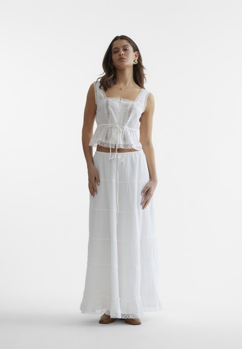 Falda Princess Polly Oscar Maxi Skirt White Mujer Blancas De Oscar