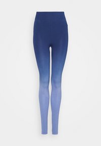 Navyblå leggings med en övertoning som övergår till ljusblått. Tillverkade av ett elastiskt, mjukt material; hög midja med en slät finish.