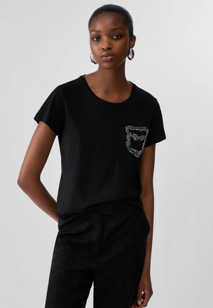 LIU JO, LIU JO BEADED T-SHIRT - Camiseta estampada - black