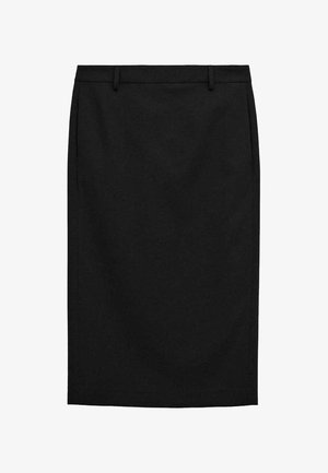 Gonna a matita nera a lunghezza ginocchio con passanti per cintura e tasche laterali, vestibilità sagomata e orlo dritto.