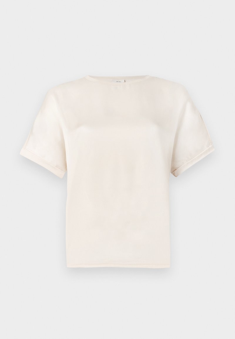 Korte mouwen crew neck t-shirt in gebroken wit, gemaakt van een gladde stof, met een comfortabele pasvorm en minimale stiksels op de mouwen.