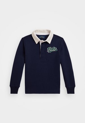 Námornícky polokošeľa s dlhým rukávom a krémovým golierom, s vyšitým zeleným logom "Polo Ralph Lauren" na ľavej hrudi. Materiál: bavlna.