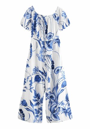 Next OFF SHOULDER WIDE LEG - Overall / Jumpsuit - white blue