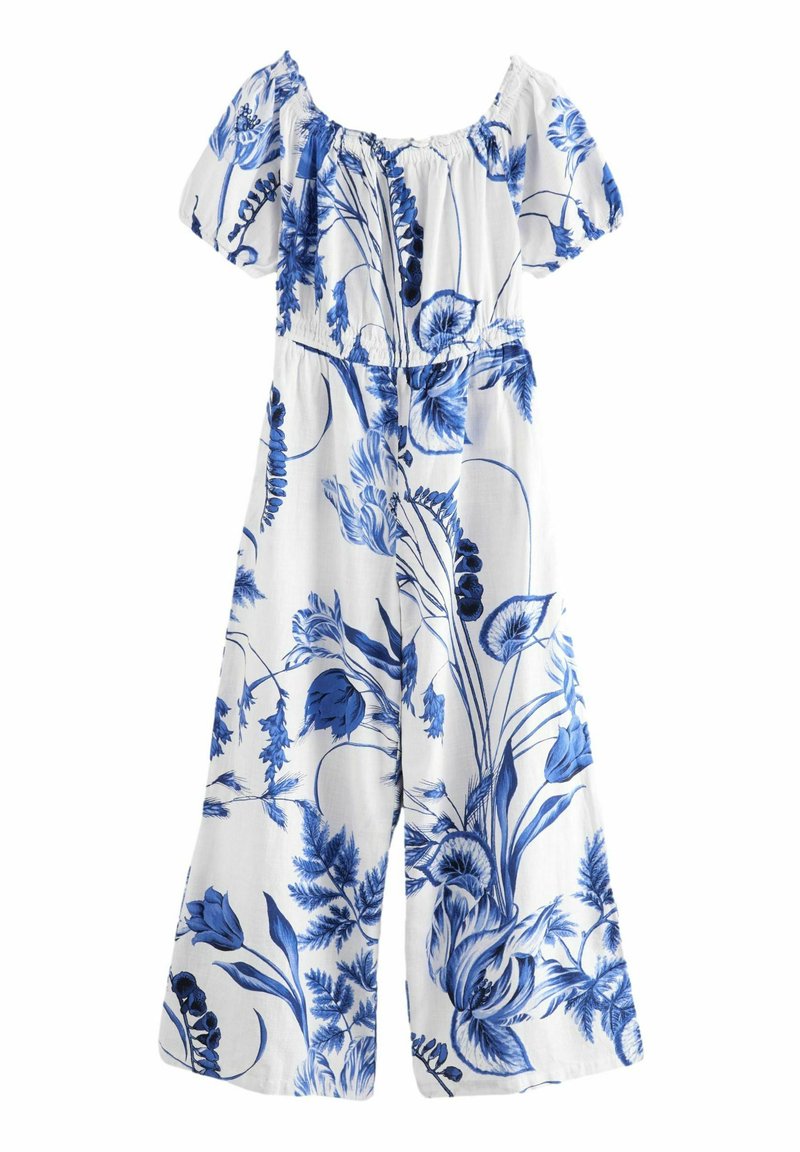 Next OFF SHOULDER WIDE LEG - Overall / Jumpsuit - white blue