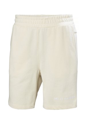 Cremefarbene Shorts mit elastischem Bund, aus weichem Stoff gefertigt. Verfügt über Seitentaschen und weiße "HELLY HANSEN"-Branding am Saum.