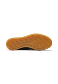Sole di sneaker Reebok con una suola in gomma arancione testurizzata. Presenta una grip con motivo e l'embossing del logo. Design prevalentemente piatto.