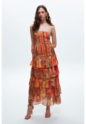 GIMPED PATTERNED FRILLED - Ballkleid - orange