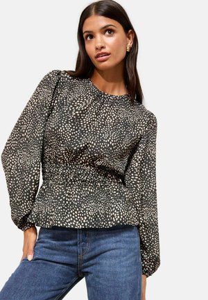 REGULAR FIT - CREW NECK LONG SLEEVE - Bluză - black print