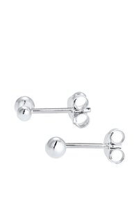 Srebrne naušnice sa čvrstim kuglicama na oba kraja. Glatka tekstura, polirani završetak i igle za sigurno pričvršćivanje.