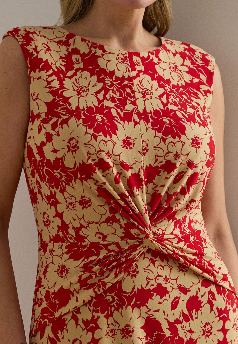 Lauren Ralph Lauren Woman FLORAL TWIST-FRONT STRETCH JERSEY DRESS - Jersey  dress - red/tan/red - Zalando.ie