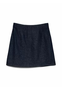 Denimkjol i mörkblått, A-linjeformad design, slät textur, med en enhetlig yta och diskret överstygn samt inga synliga knäppningar.