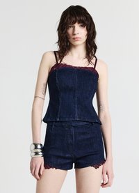 Calliope INSERTO PIZZO - Short en jean - blu denim scuro