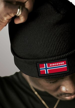 Neverless MIT PATCH NORWEGEN FLAGGE  - Beanie - schwarz