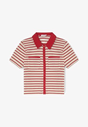 Motivi, T-SHIRT A RIGHE CON COLLETTO A CONTRASTO - Chaqueta de punto - rosso
