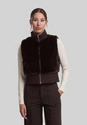 Urban Classics, LADIES CROPPED FAUX FUR VEST - Veste sans manches - brown