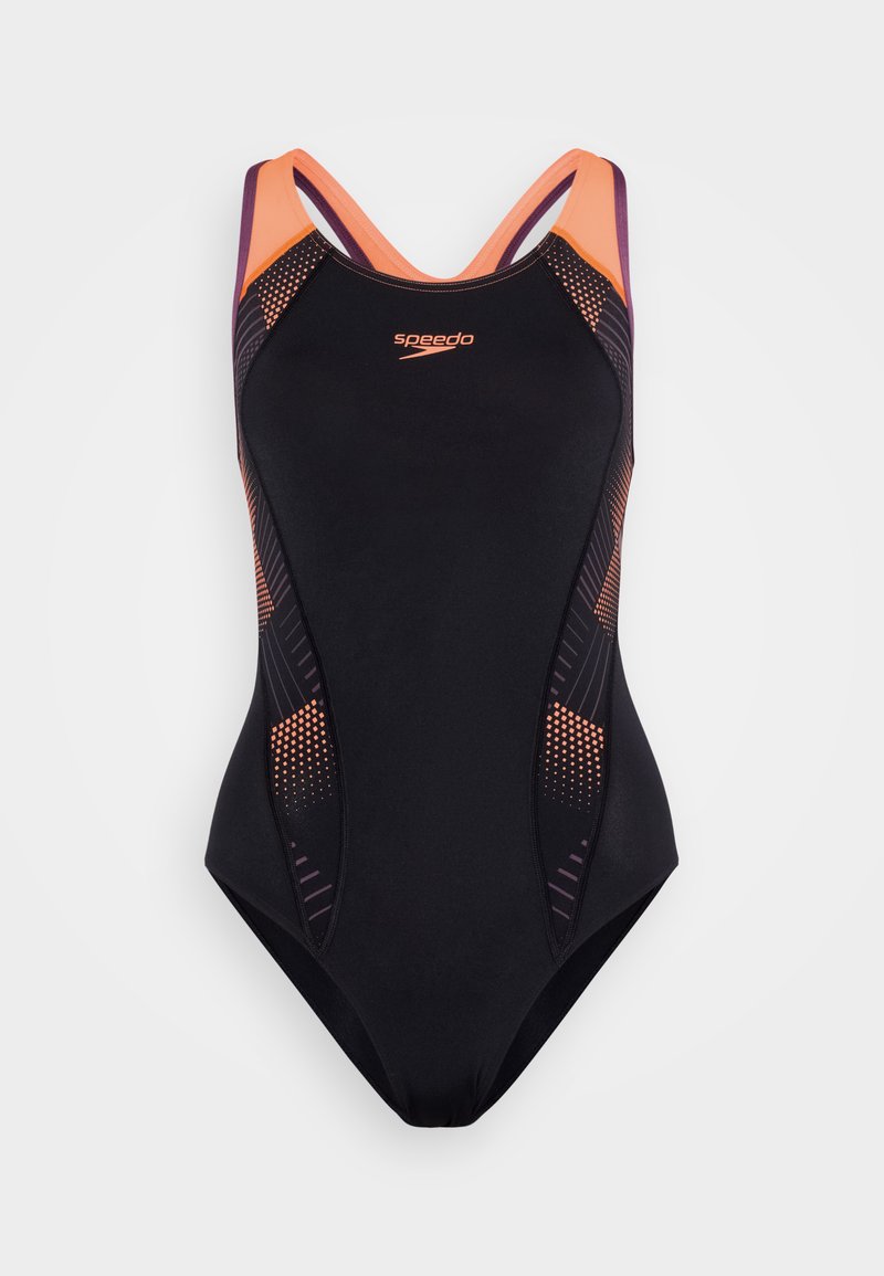 Speedo WOMENS PLACEMENT LANEBACK - Badpak - black/siren red/plum dandy ...