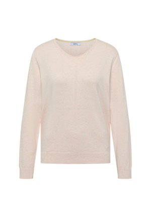 Cecil, BASIC PULLOVER MIT V-NECK IN UNIFARBE - Pullover - oat milk beige melange