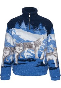 Karl Kani METAL SIGNATURE WOLF TEDDY TROYER - Felpa in pile - navy grey white