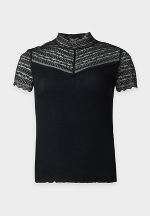 VILA, VISIA NECK - T-shirts basic - black