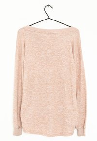 Maglione a maniche lunghe in morbido tessuto rosa chiaro mélange, con scollatura ampia e polsini a coste; vestibilità rilassata con orlo curvo.
