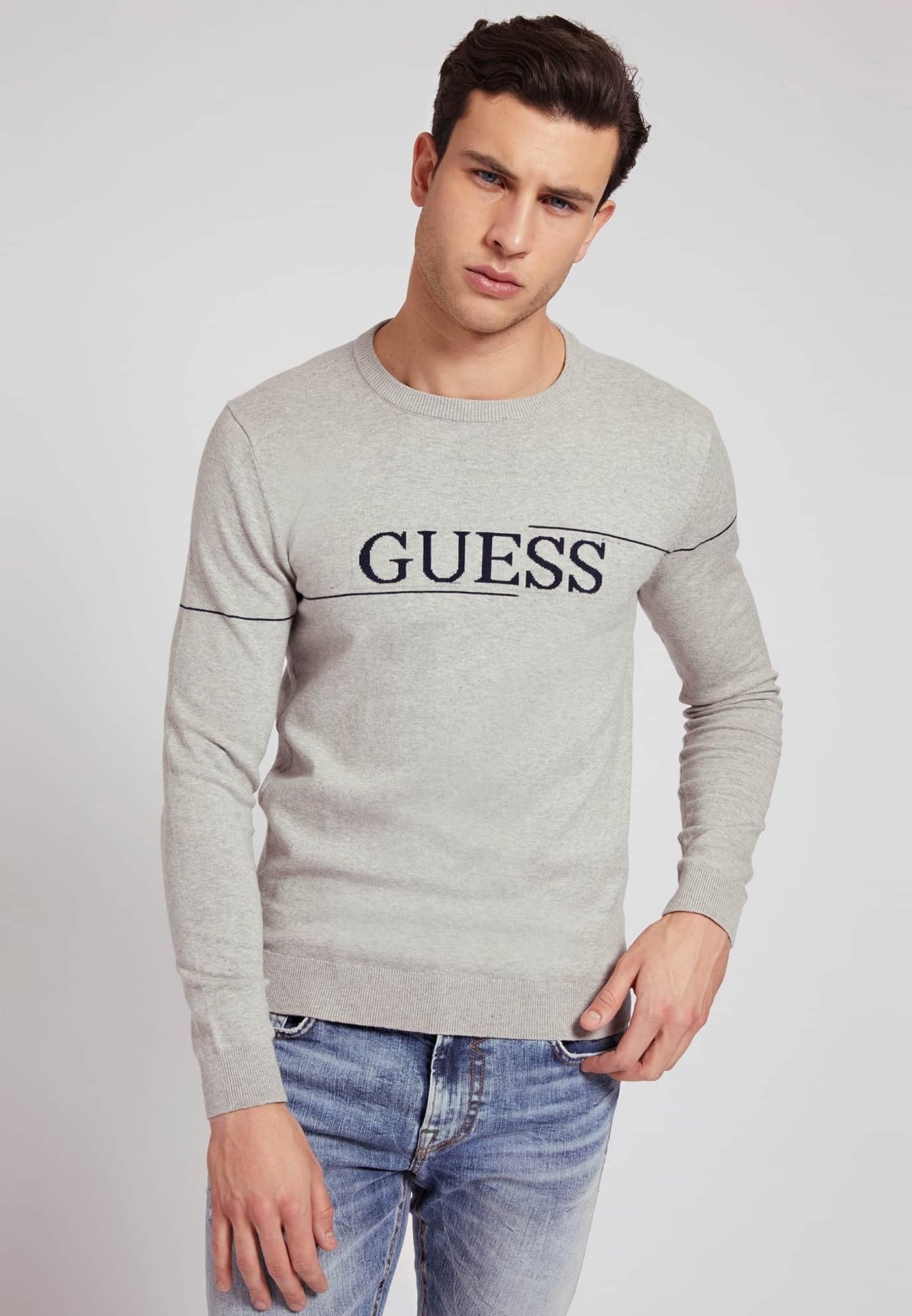 Guess LOGO JACQUARD - Sudadera - hellgrau/gris claro - Zalando.es