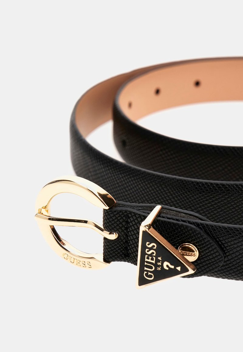 Ceinture GUESS En Cuir Véritable Double Cloutée - Taille S (85 Cm) - Couleur Noisette Neuve Avec étiquettes