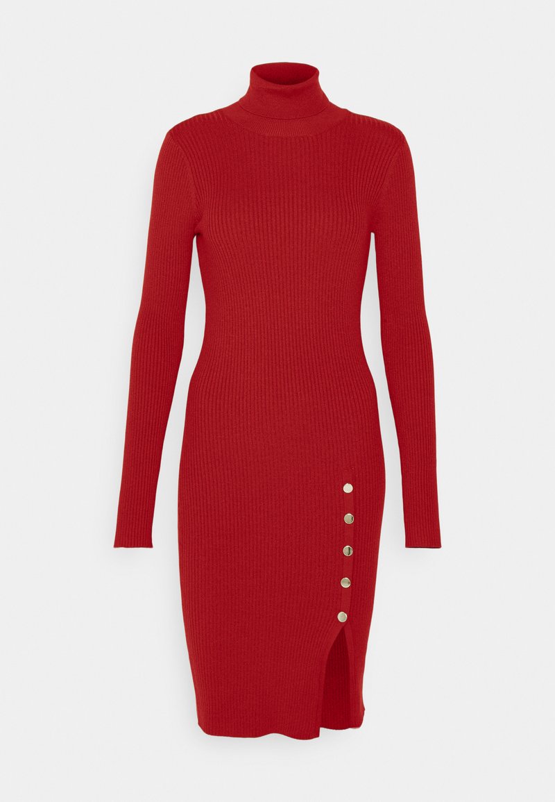 Vero Moda Tall VMABA BUTTON DRESS - Etuikleid - red ochre/dunkelrot