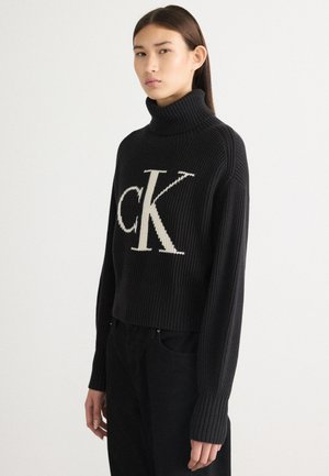 BLOWN UP LOOSE SWEATER CONTRA - Pullover - black