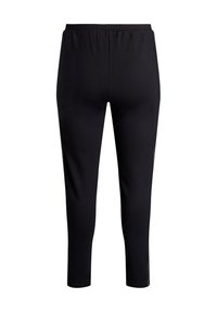 Zwarte sportbroek met een aansluitend ontwerp. Gemaakt van rekbare stof, met een elastische tailleband en ventilatieaccenten langs de zijkanten.