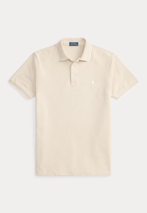 CUSTOM SLIM STRIPED STRETCH POLO - Polokošeľa - classic khaki/white