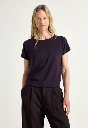 Lindex, LINDEX FINE-KNIT SHORT-SLEEVED TOP LINDEX - T-shirts basic - dark dusty lilac