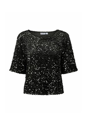 Pieces, SHORT SLEEVED TOP PCKAMMY SEQUIN - T-shirt imprimé - mottled black