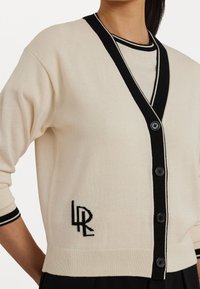 Lauren Ralph Lauren Petite TWO-TONE COTTON-BLEND CARDIGAN - Kardigán - mascarpone cream/black