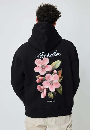 À CAPUCHE À MOTIF - Sweat à capuche - noir