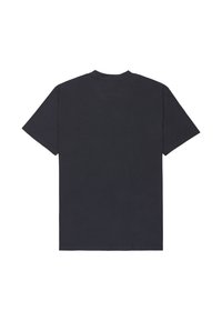 Dark navy t-shirt, short sleeves, round neckline, made of soft cotton fabric, plain with no visible patterns or graphics.