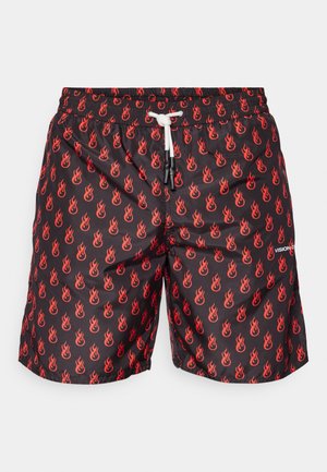SWIMWEAR WITH ALL OVER ICONIC FLAME  AND LOGO - Shorts da mare - black/red