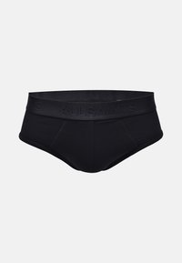 Culotte en coton noir avec une ceinture texturée portant le logo ALl SAINTS. Fini lisse et coupe classique et soutenante.