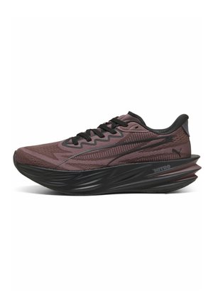 Dark maroon sports shoe with black sole, black laces, and a thick, textured midsole labeled "NITRO."