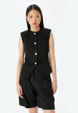 BUTTONED VEST - Weste - black